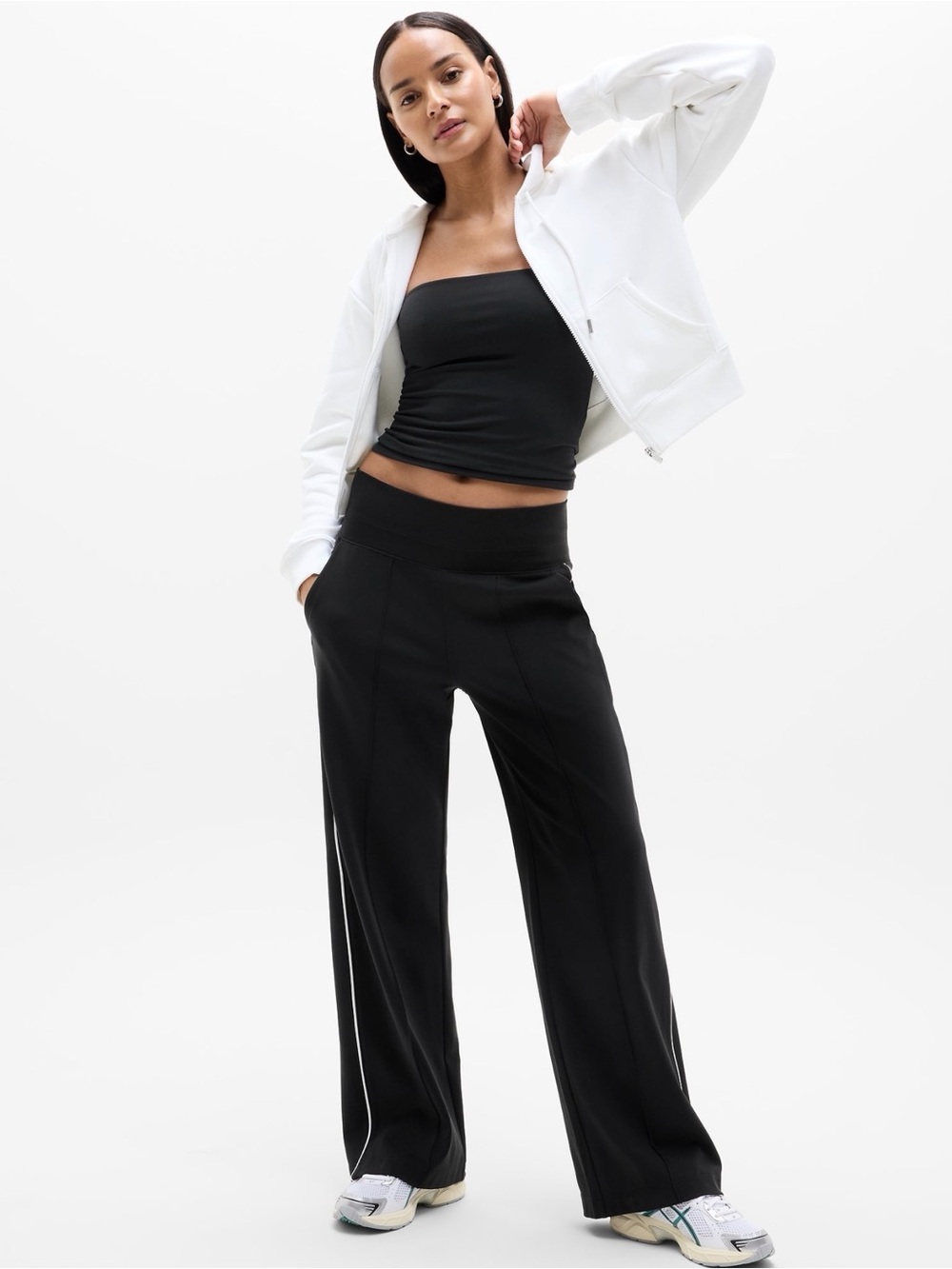 Athleta Venice High Rise Track Stripe Wide Leg Pant Sz S - Picture 7 of 10